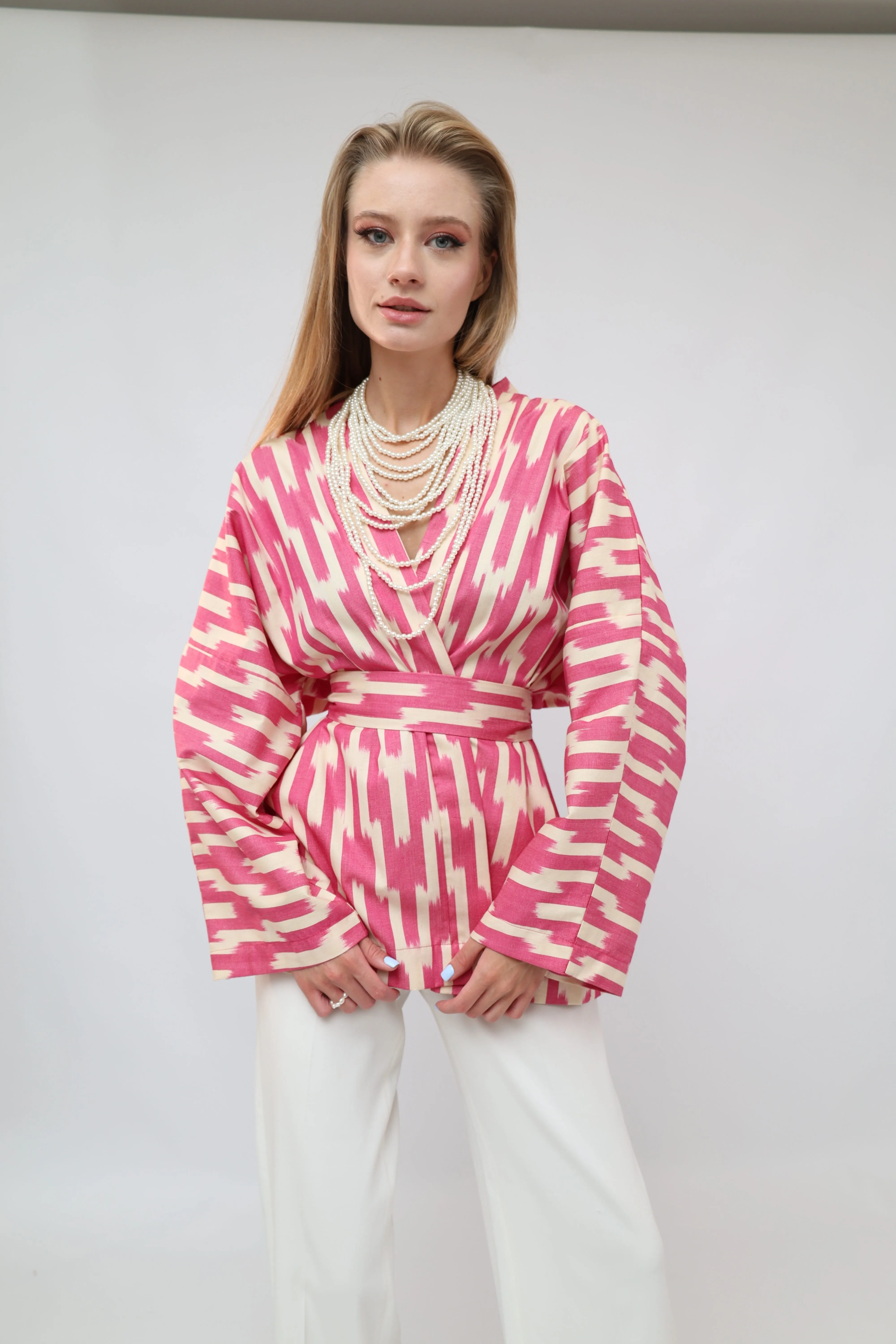 100% Cotton Purple Mini Kimono With No Feathers