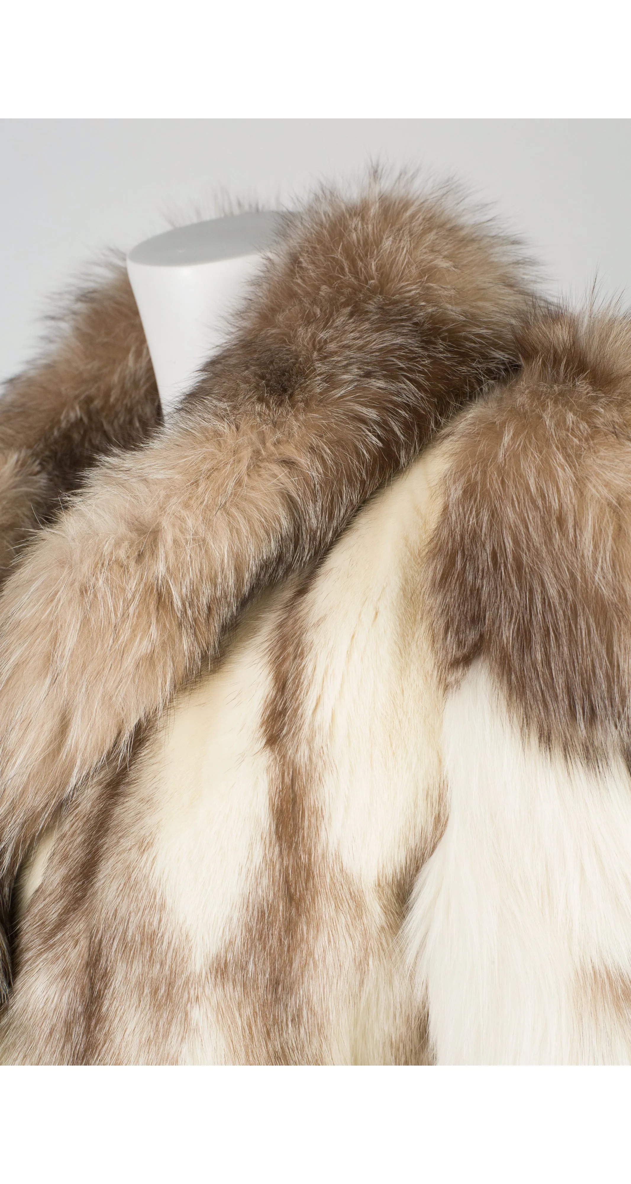 1980s Dramatic Cream Fox & Mink Fur Coat
