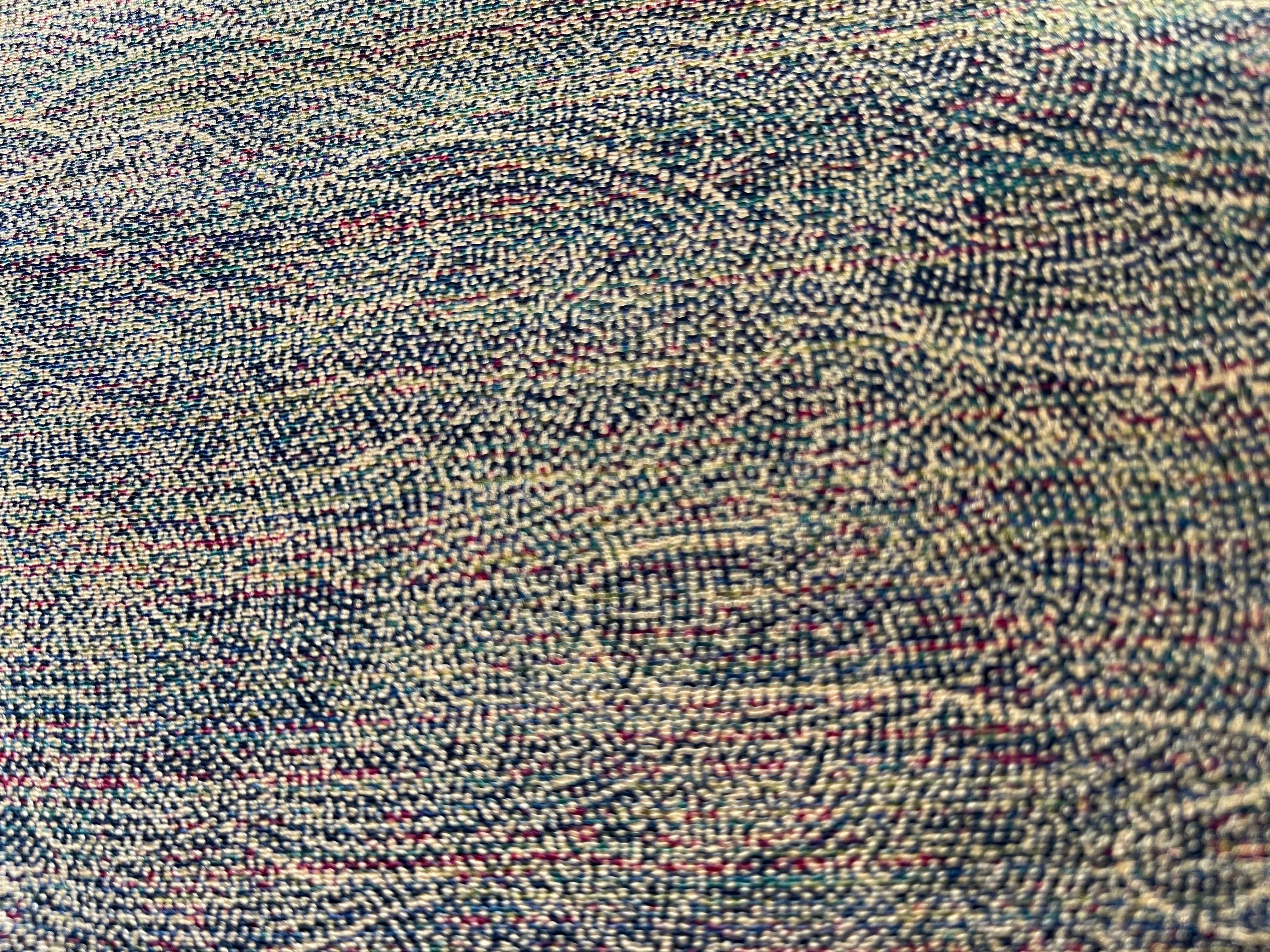 7822: 1960s Japanese Kimono Silk Fabric, Arai-Hari, 38in.Pc. Pixelated WavesMore