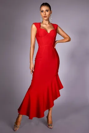 Aaditri Ruffle Hem Bodycon Bandage Dress