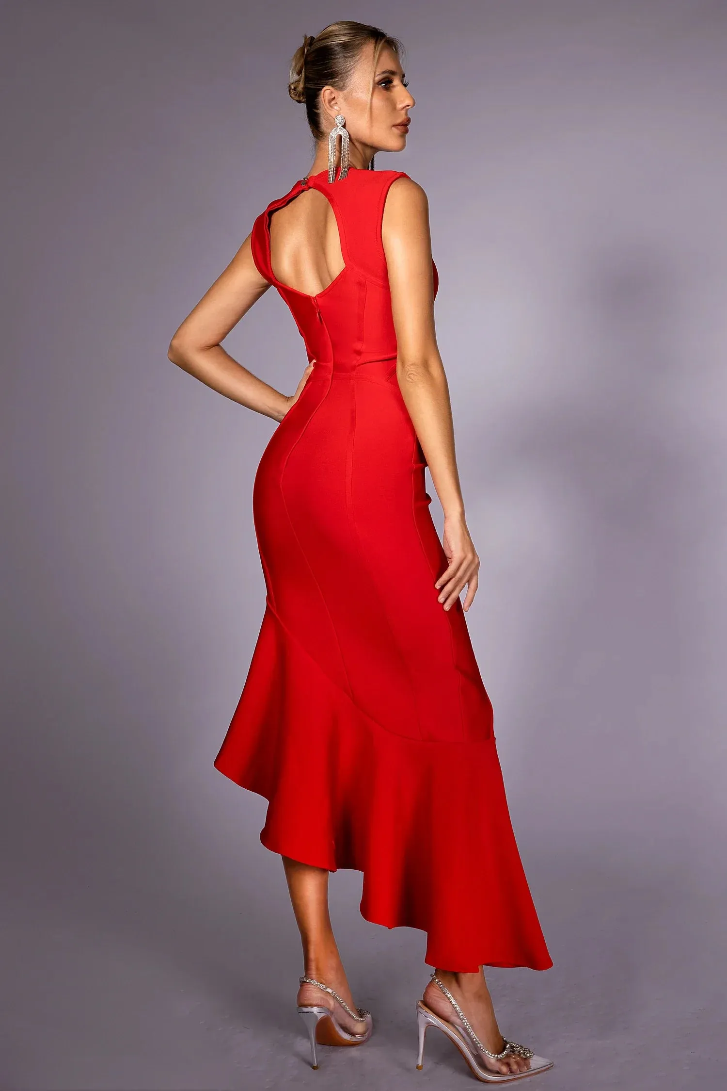 Aaditri Ruffle Hem Bodycon Bandage Dress
