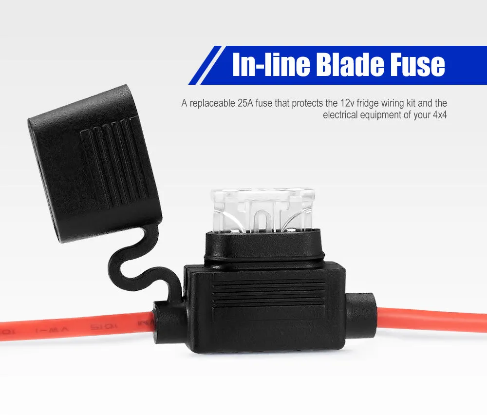 Atem Power 12V Fridge Wiring Kit 6M Cable DC Cig Socket Plug In-line Fuse 4x4 4WD