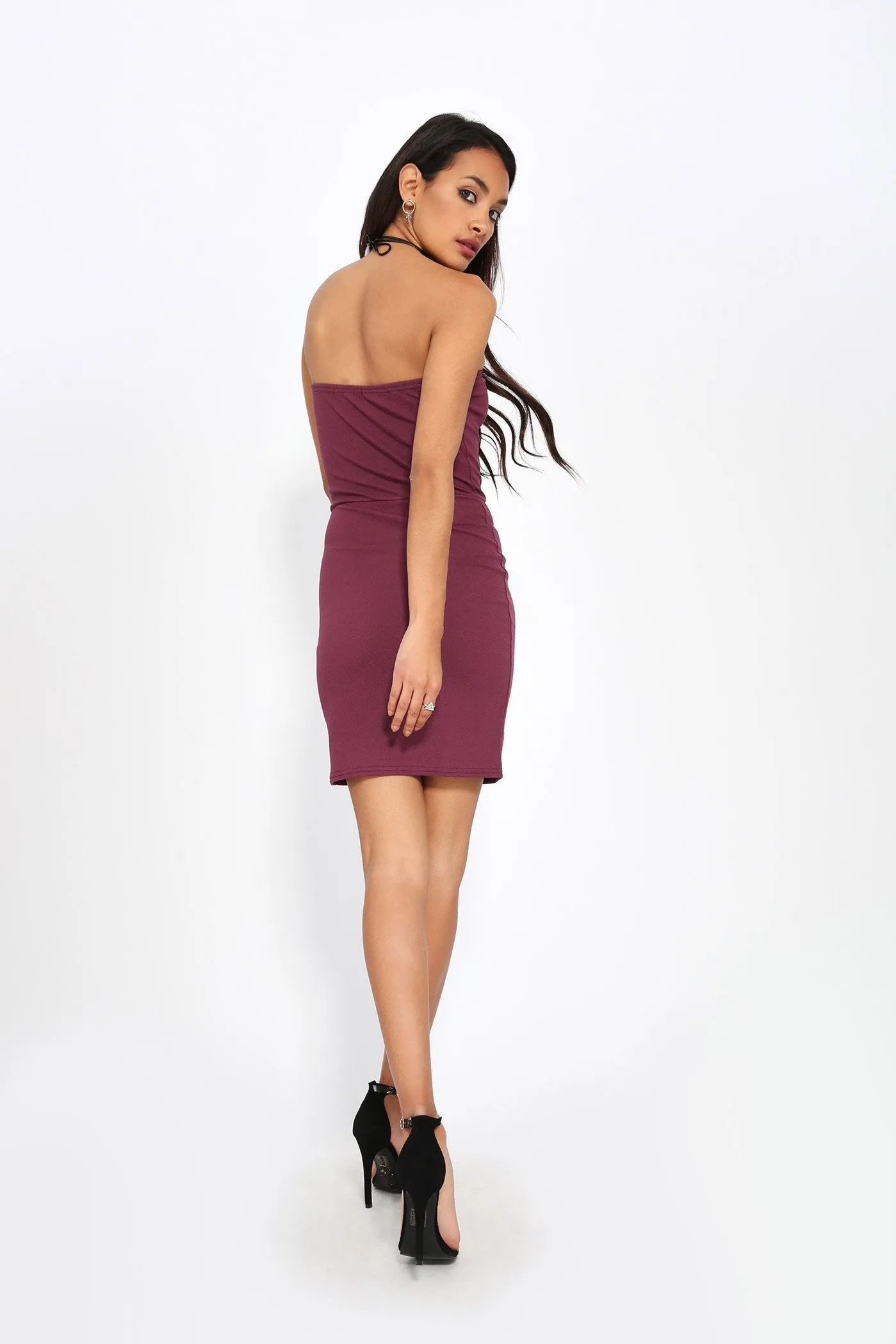 Aubergine Bandeau Bodycon Dress