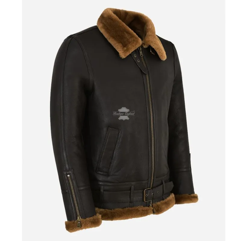 AVIATOR'S CHOICE B3 JACKET Brown CLASSIC SHEARLING SHEEPSKIN BOMBER JACKET