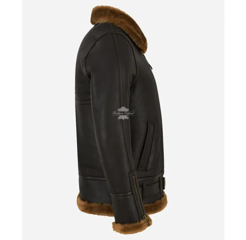 AVIATOR'S CHOICE B3 JACKET Brown CLASSIC SHEARLING SHEEPSKIN BOMBER JACKET