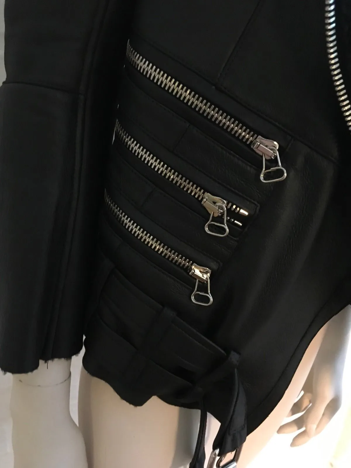 Balmain Shearling Lined Biker Jacket Size F 36 Most Wanted $10,450 Ladies