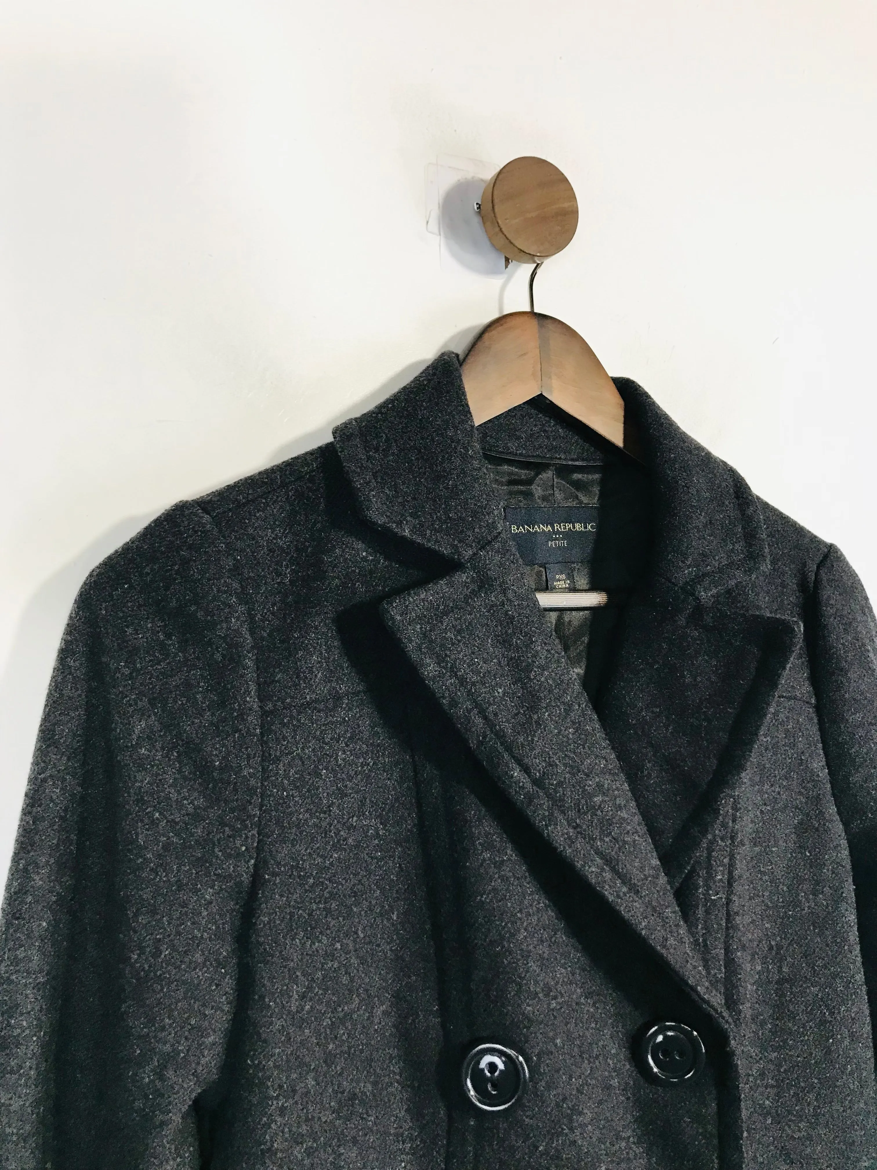 Banana Republic Women's Wool Crop Overcoat Coat | XS UK6-8 | Grey