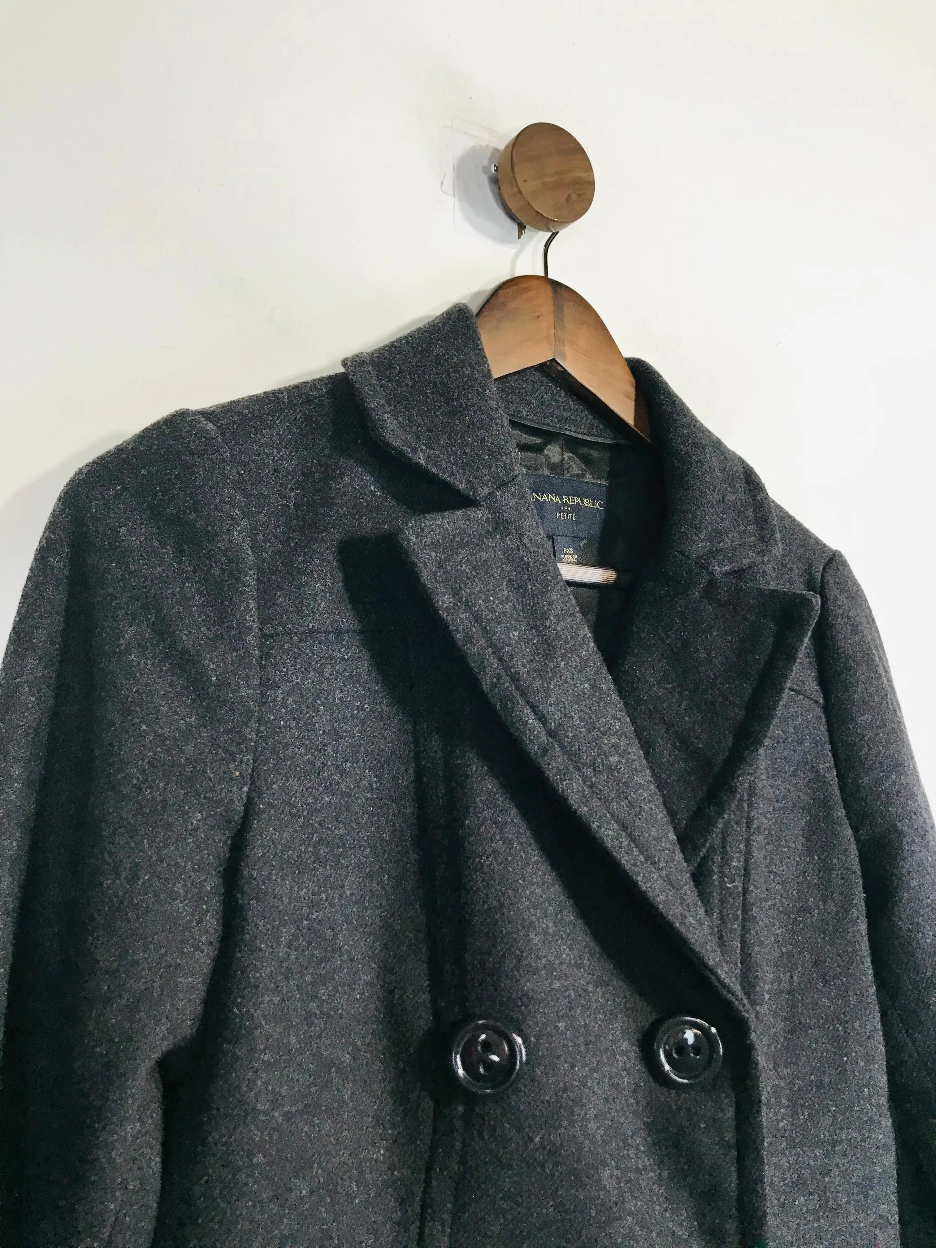 Banana Republic Women's Wool Crop Overcoat Coat | XS UK6-8 | Grey