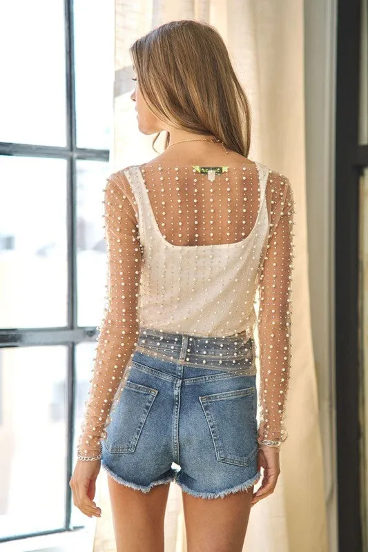 Bead and Pearl Mesh Top