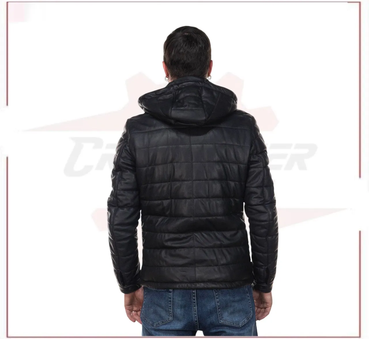 Berlino - Men's Down Jacket in Genuine Black Leather
