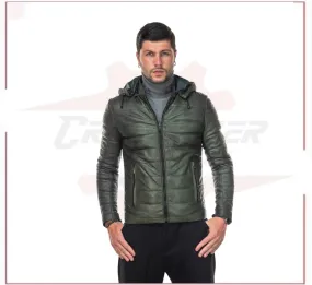 Berlino - Men's Down Jacket in Genuine Green Leather