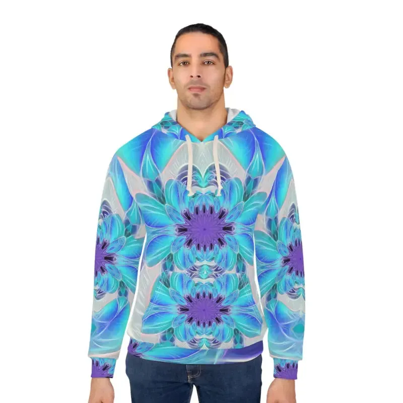 Blue Abstract Art Pullover Hoodie for Cozy Vibes