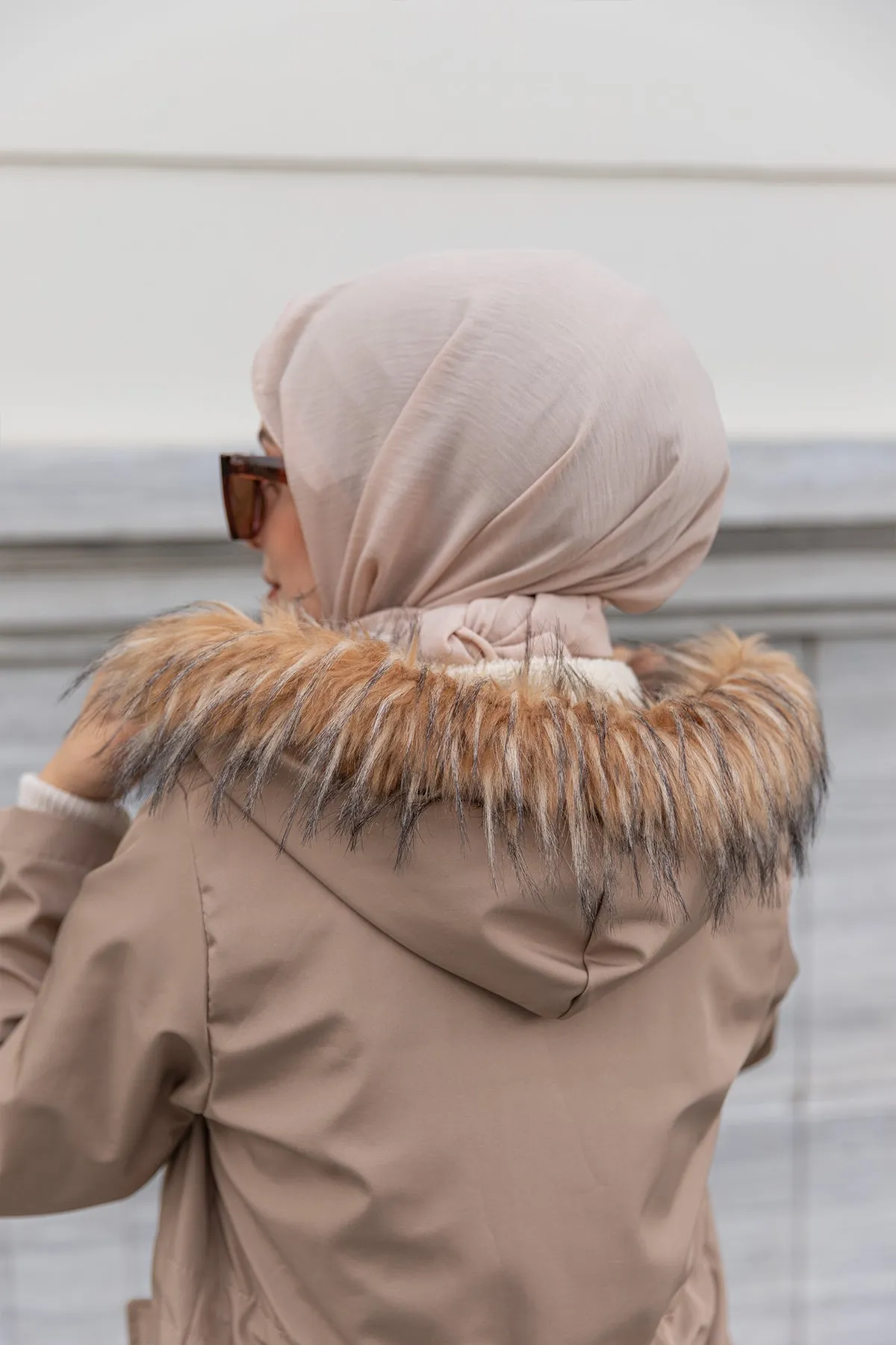BNG Women Fur Collar Plush Bonded Coat Mink - Clermont