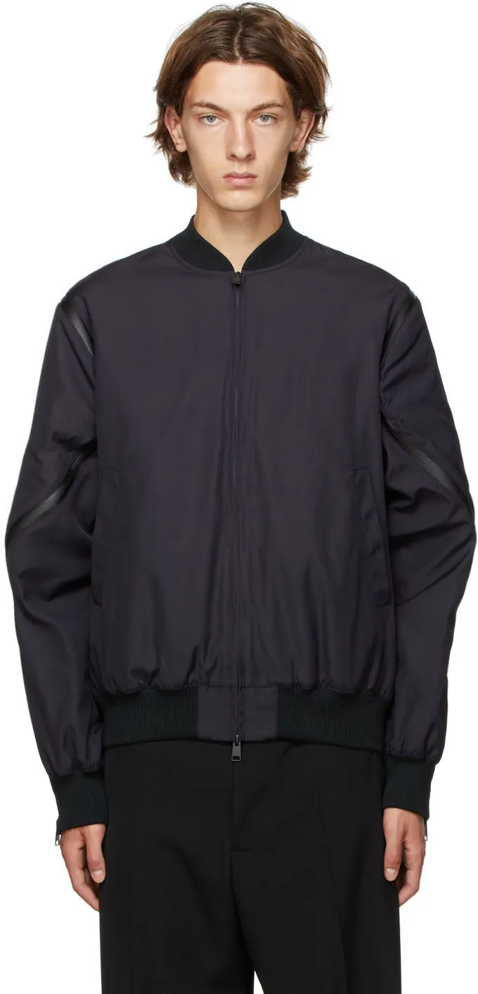 Bottega Veneta Black Nylon Canvas Bomber Jacket