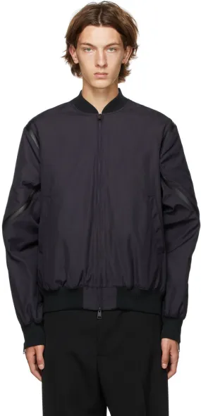 Bottega Veneta Black Nylon Canvas Bomber Jacket