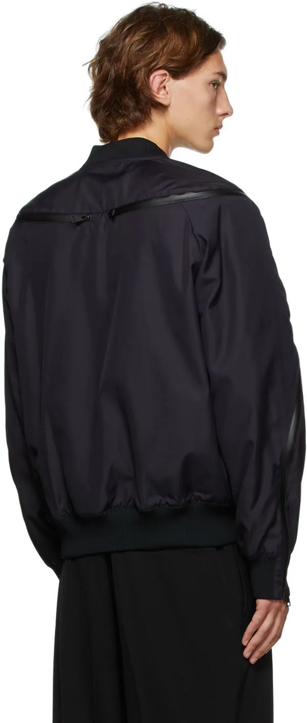 Bottega Veneta Black Nylon Canvas Bomber Jacket