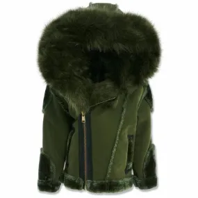 Boys Jordan Craig El Jefe Shearling Moto Jacket (Military Green) 91625B