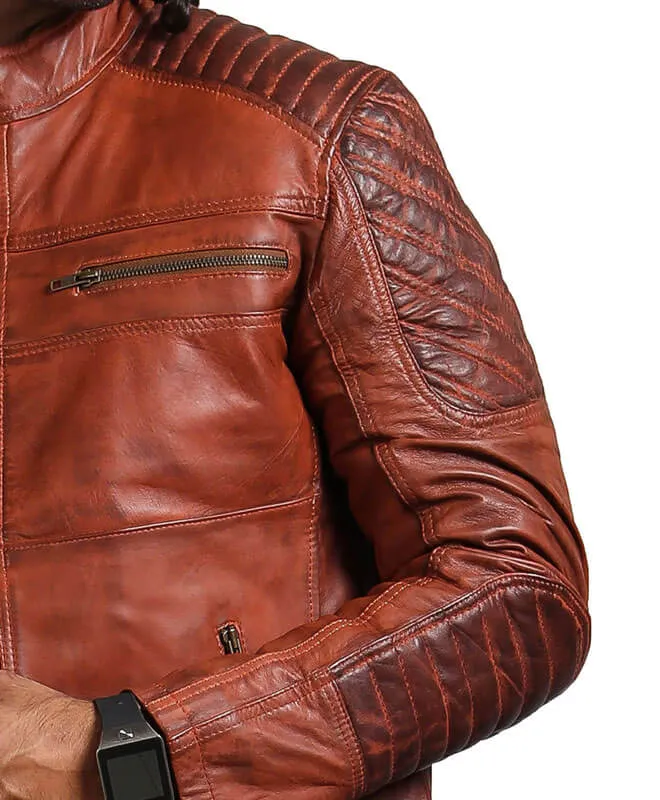Brown Biker Scarecrow Leather Jacket