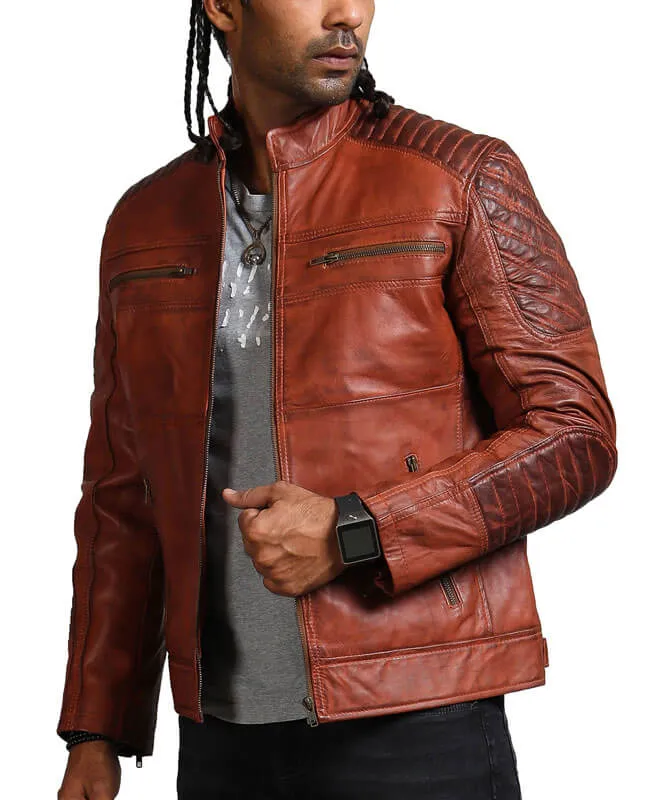 Brown Biker Scarecrow Leather Jacket
