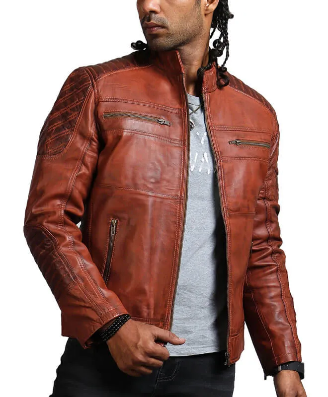 Brown Biker Scarecrow Leather Jacket