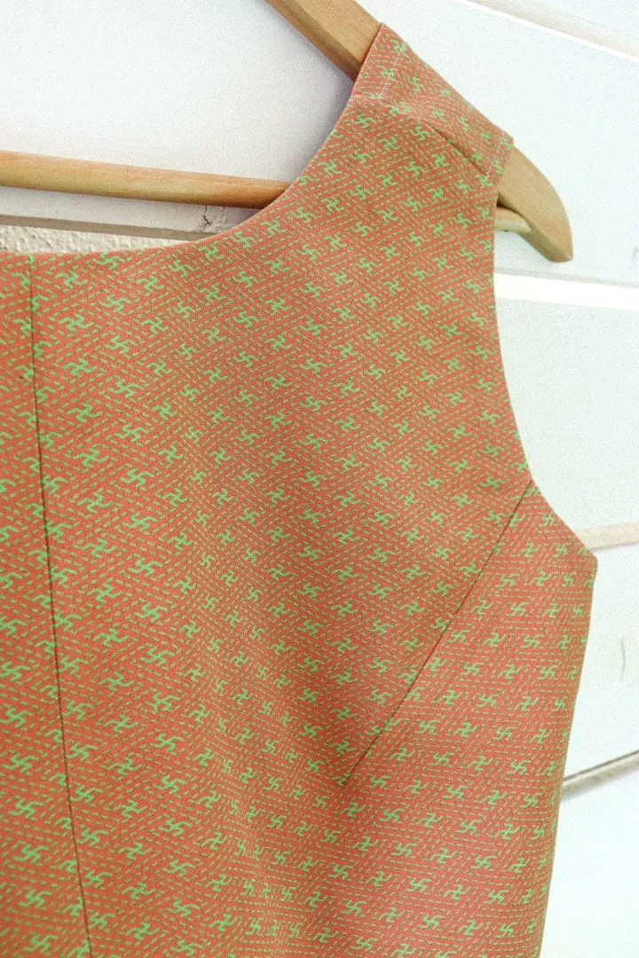 Brown x Neon Green Kimono Open Back Tank