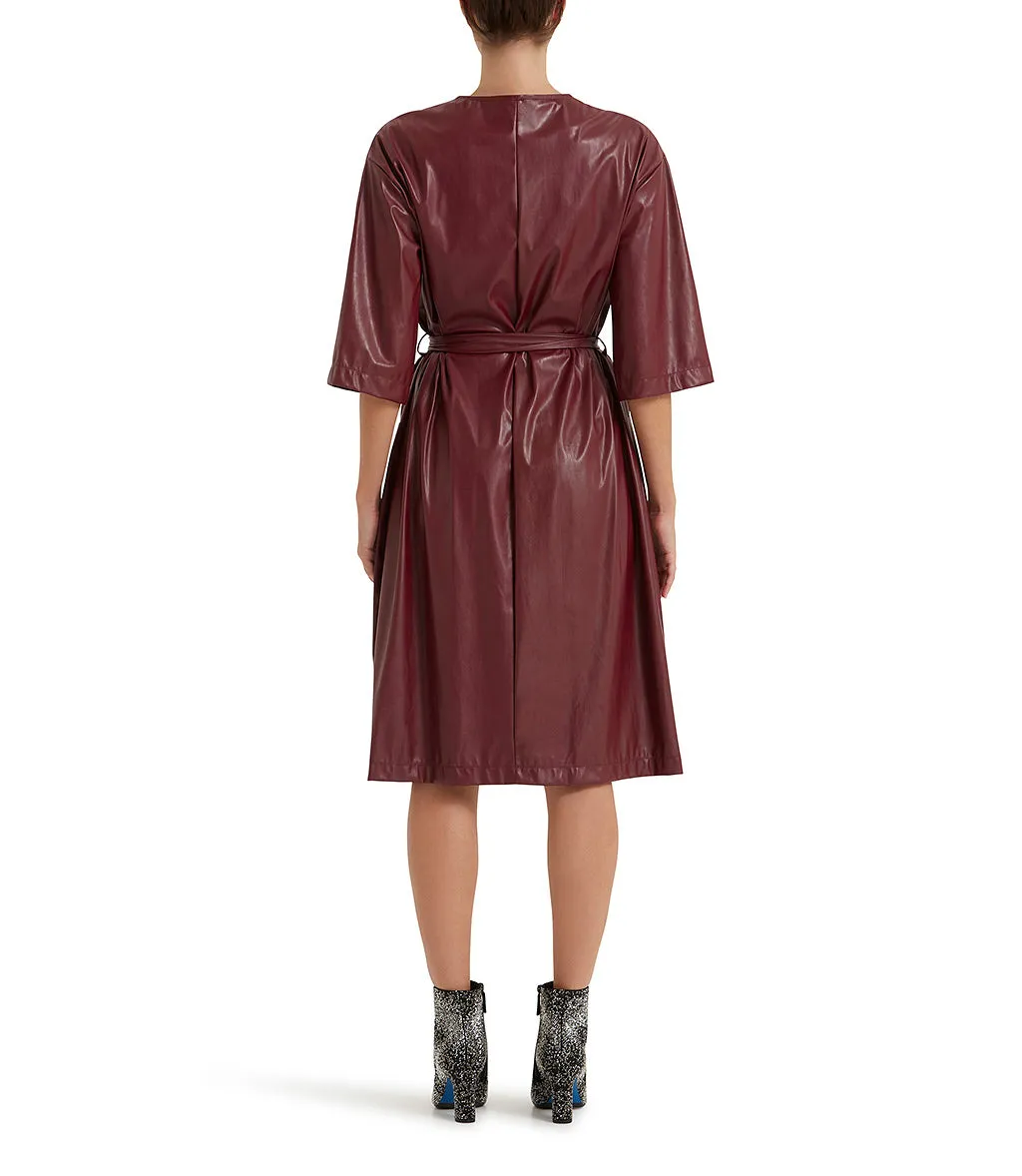 Burgundy faux leather overcoat