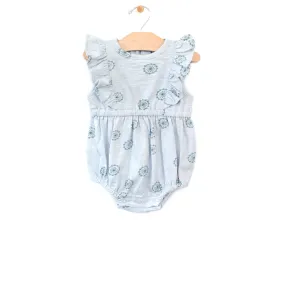 City Mouse Whisper Blue Sea Spirals Slub Flutter Bubble Romper