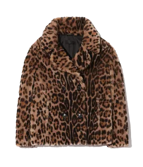 Cleophee Shearling Coat in Leopard Print