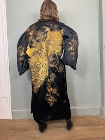 Clothilde, Japanese 40s gold peacock embroidered kimono