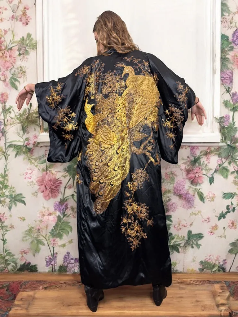 Clothilde, Japanese 40s gold peacock embroidered kimono