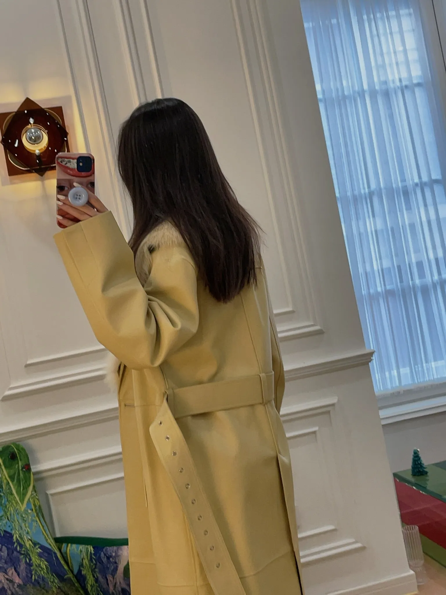 COMMON LEISURE YOU&ME TRENCHCOAT W/ SHEARLING LAPEL