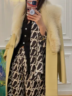 COMMON LEISURE YOU&ME TRENCHCOAT W/ SHEARLING LAPEL