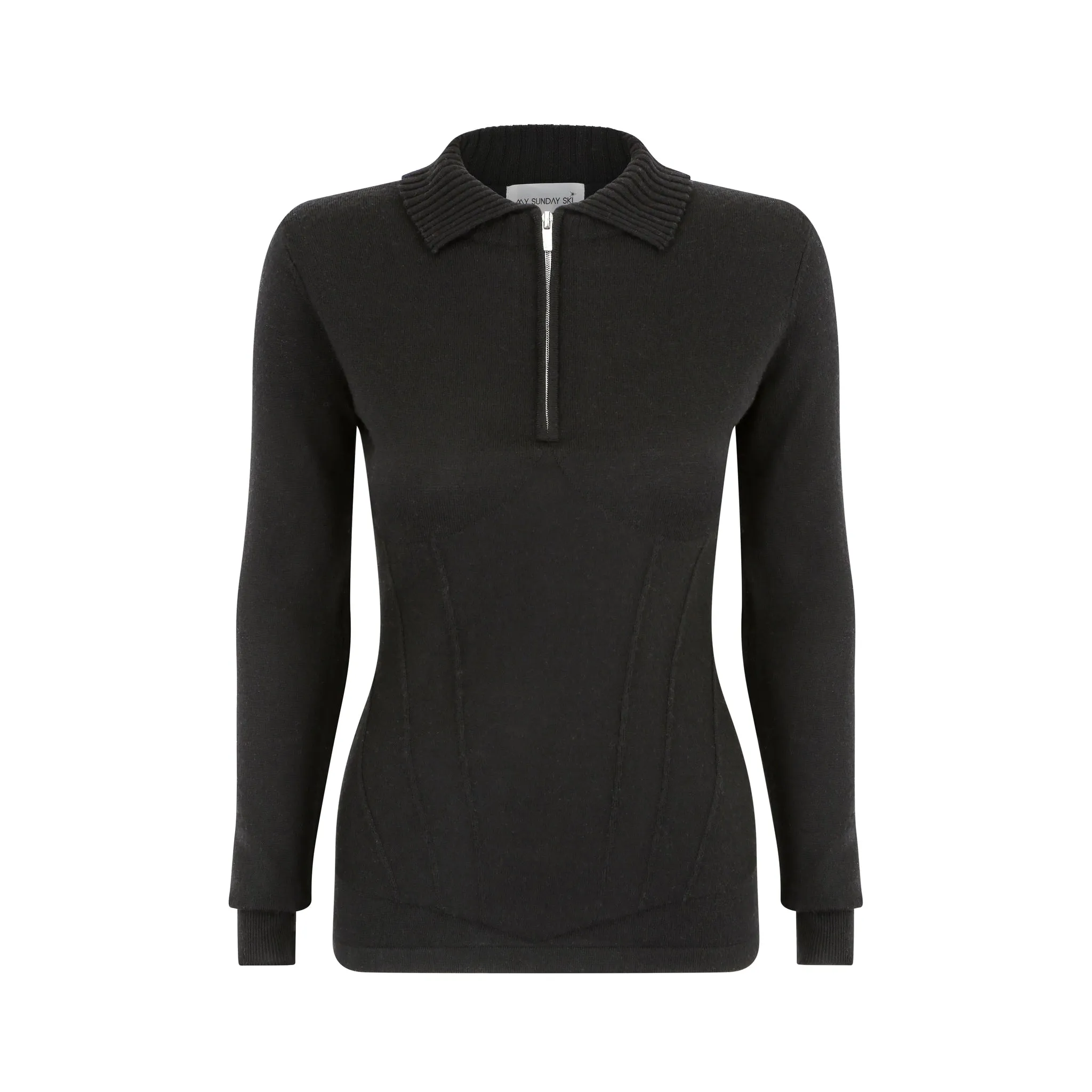 Contour Merino Mid Layer Top - Black