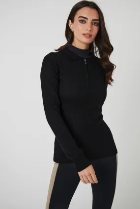 Contour Merino Mid Layer Top - Black