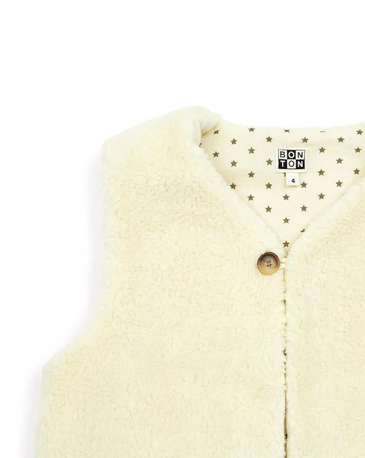Cotton Sleeveless Jacket in Creme Bonton