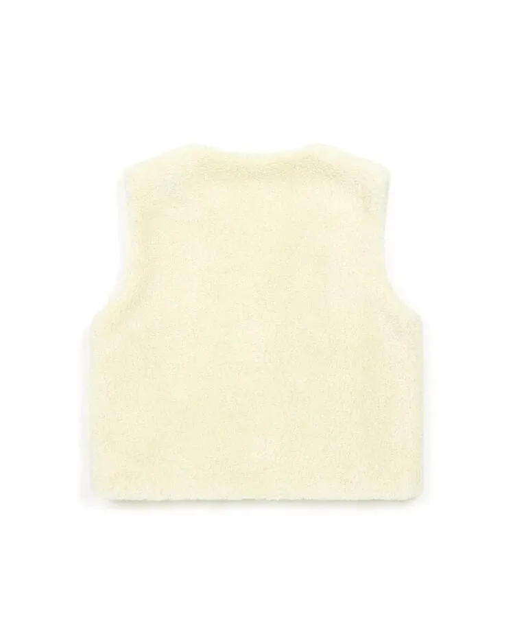 Cotton Sleeveless Jacket in Creme Bonton