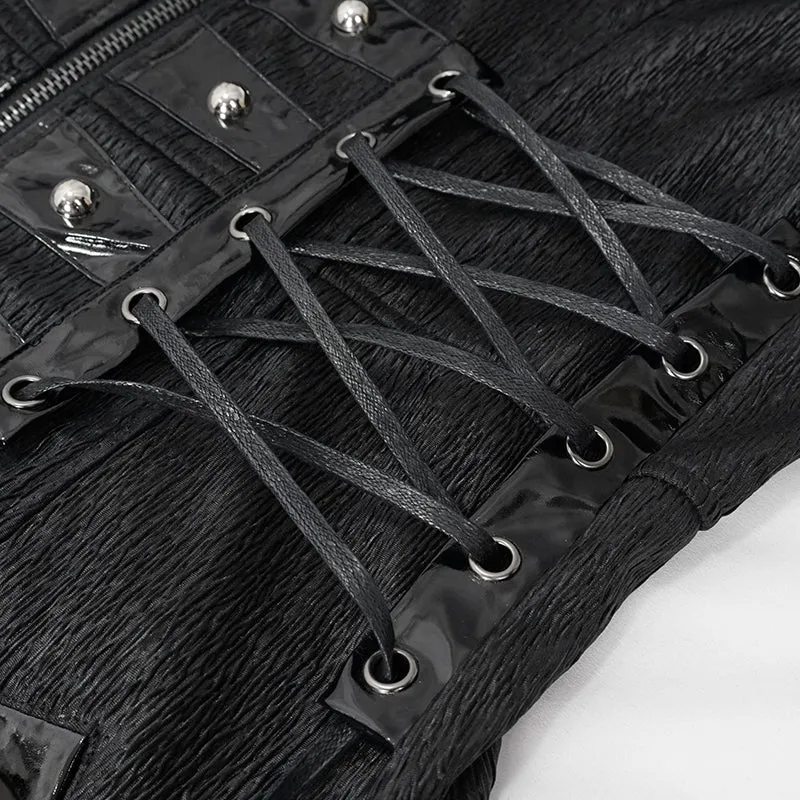 ct194 black men's fake girdle slim fit punk hooded men coat