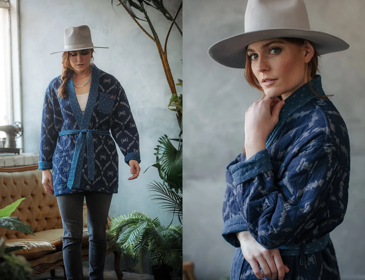 Damsons Hanten Quilted Jacket Indigo