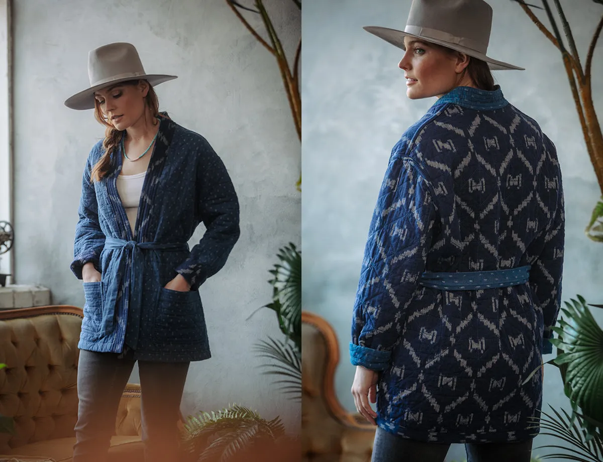 Damsons Hanten Quilted Jacket Indigo