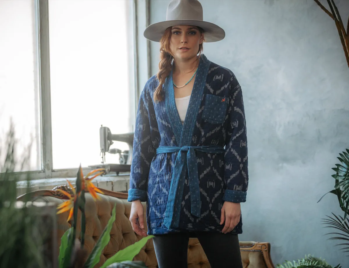 Damsons Hanten Quilted Jacket Indigo