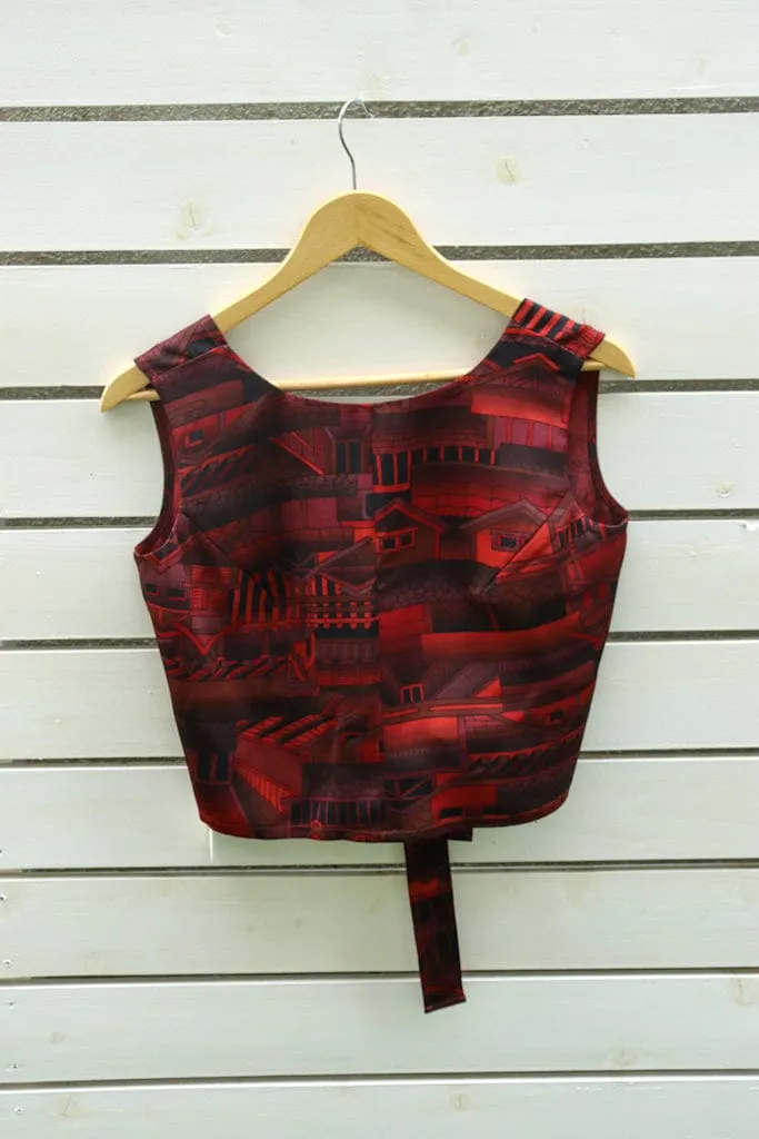 Dark Red Kimono Open Back Tank