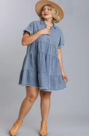 Denim Tiered Baby Doll Dress