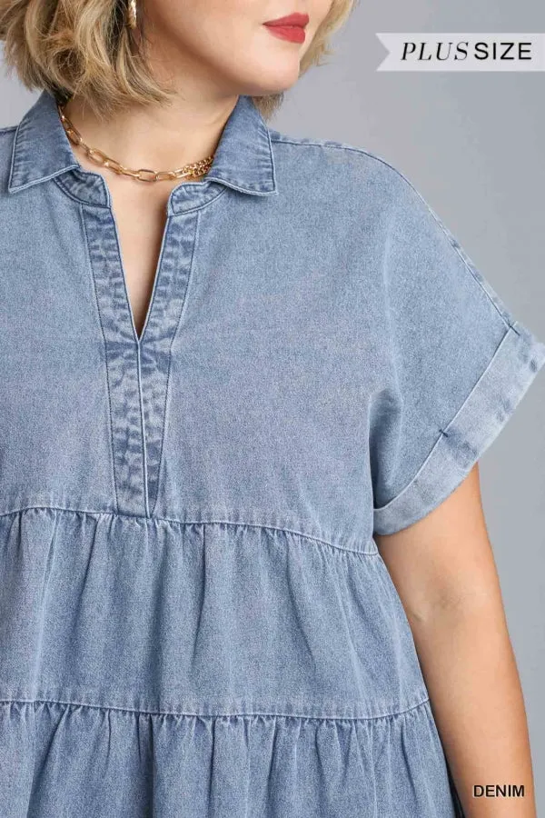 Denim Tiered Baby Doll Dress