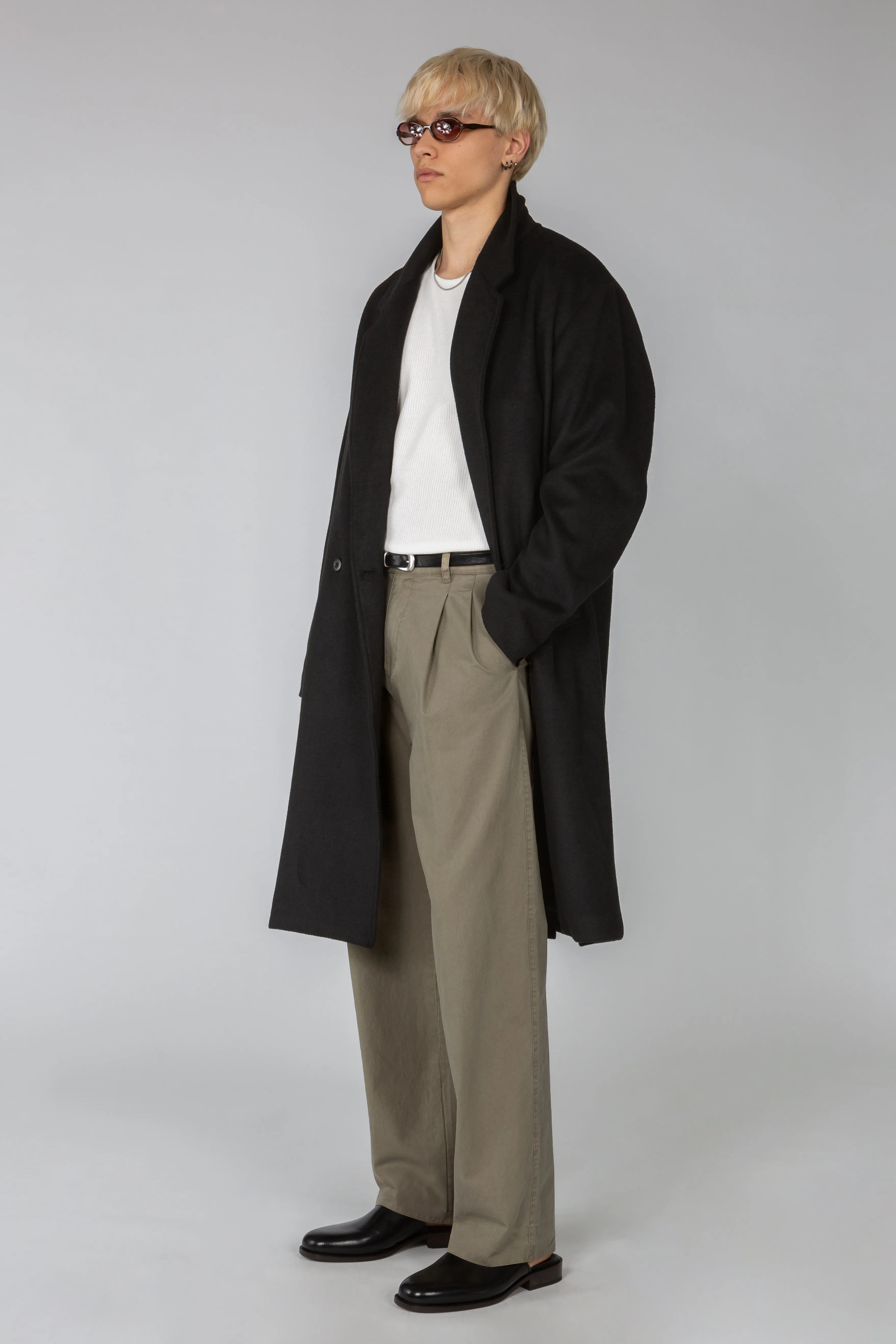 Double Pleated Wide Leg Pant - Putty