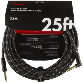 Fender 099-0820-077 Deluxe 25' Angled Instrument Cable - Black Tweed