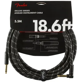 Fender 099-0820-079 Deluxe 18.6' Angled Instrument Cable - Black Tweed