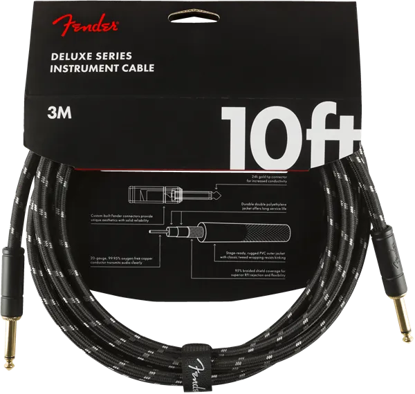 Fender Deluxe Series 10ft Straight Cable Black Tweed