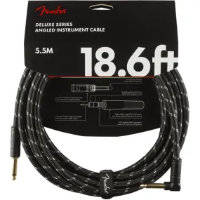 Fender Deluxe Series Black Tweed Guitar Cable - 18foot (5.5 meters) - Right Angle