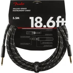 Fender Deluxe Series Black Tweed Guitar Cable - 18foot (5.5 meters) - Straight