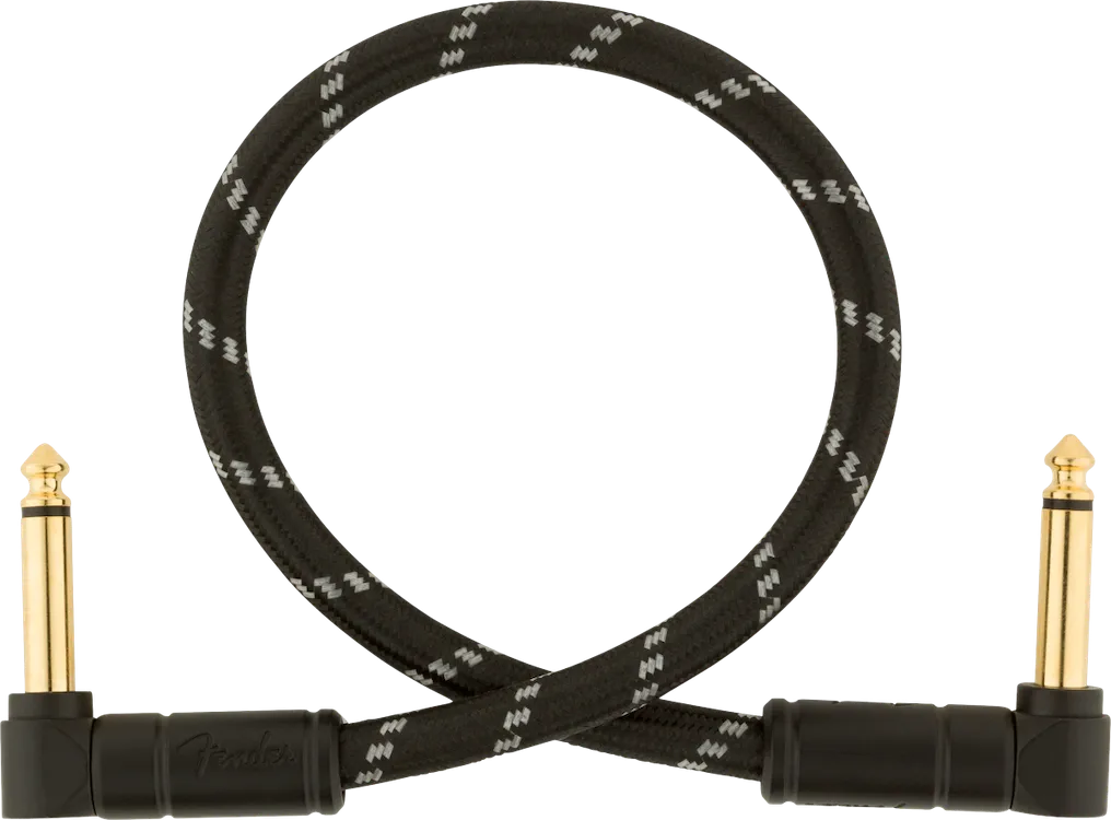 Fender Deluxe Series Instrument Cable, Angle/Angle, 1', Black Tweed
